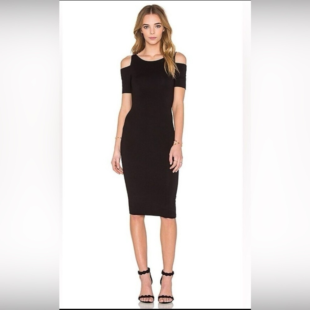 NWT $175 Michael Kors Black Off-Shoulder Dress Midi Bodycon Dress Size XXS